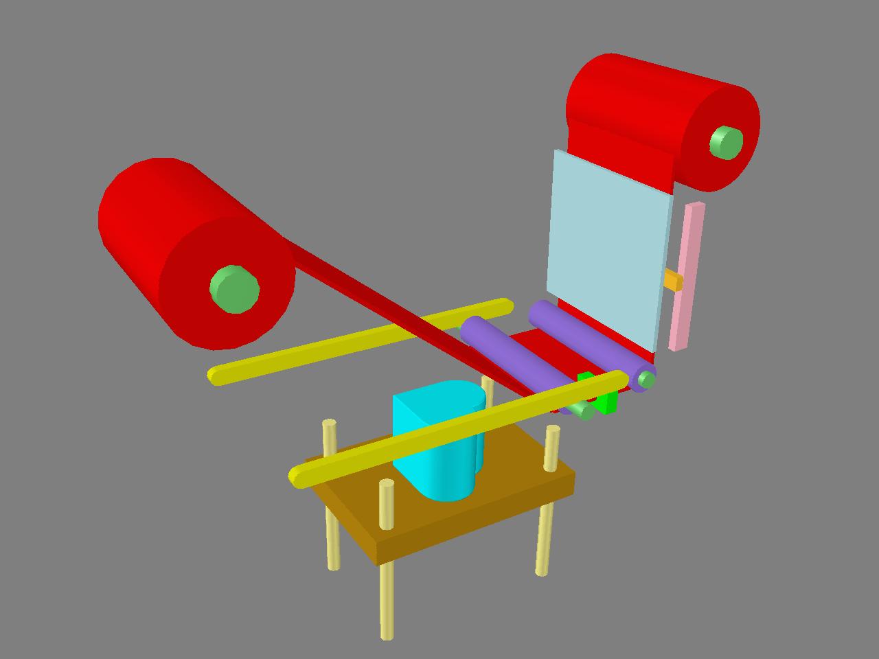 Trispectives design of an offset fabber mechanism by Behrokh Khoshnevis for Ennex, 1996